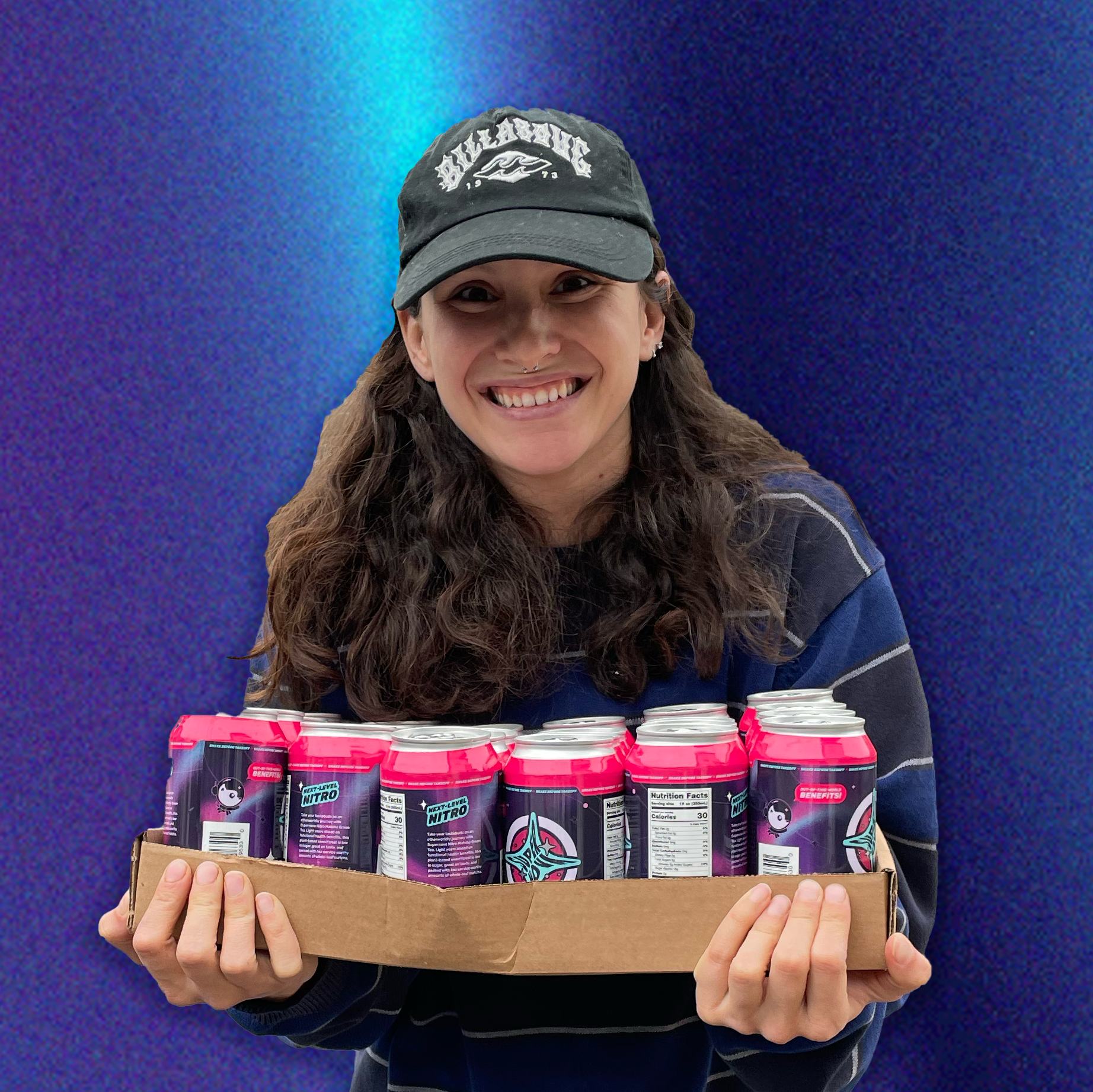 founder holding a case of supernova nitro.